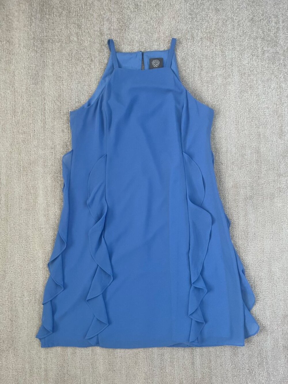 Vince Camuto Blue Sleeveless Ruffle Summer Cocktail Dress 4